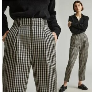 Everlane The Tencel Way High Taper Pant‎ Size Black & Cream Gingham Check Size 0